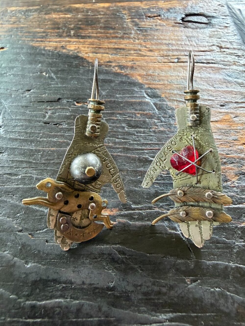 Vintage Thomas Mann Collage Hands Earrings